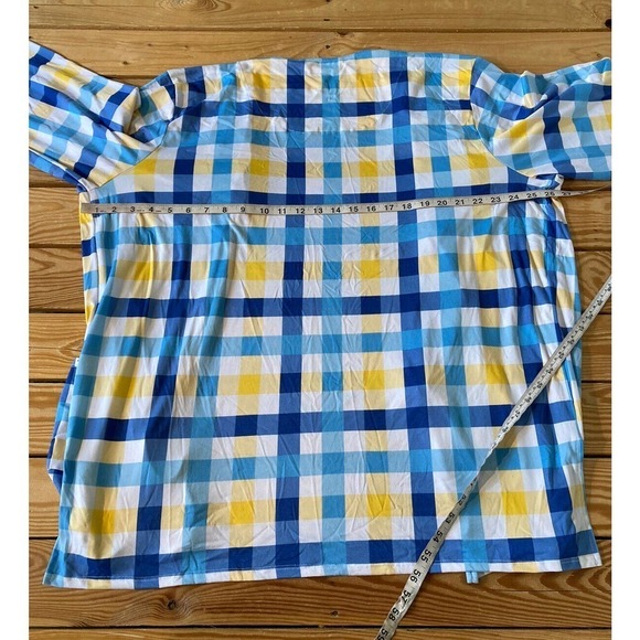 NEW Cuddl Duds Check Patch Pocket Wrap Cardigan Size Medium Women’s Blue Yellow - Picture 7 of 9